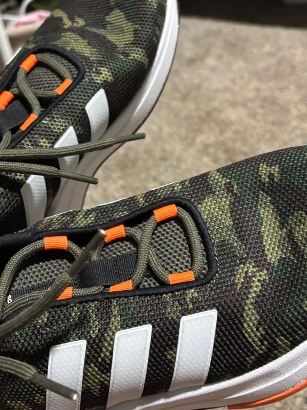 adidas Kids Camouflage Sneakers in Green and Orange